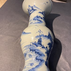 A Chinese blue and white 'yenyen' vase with fishermen in a mountainous landscape, Kangxi — photo 11