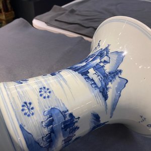 A Chinese blue and white 'yenyen' vase with fishermen in a mountainous landscape, Kangxi — photo 16
