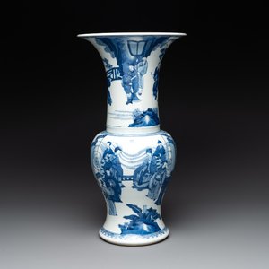 A Chinese blue and white 'yenyen' vase with narrative design, Kangxi — photo 1