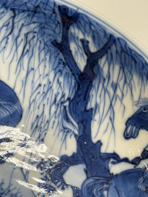 A Chinese blue and white 'Yu Ma Tu 浴馬圖' plate, Kangxi mark and of the period — photo 4