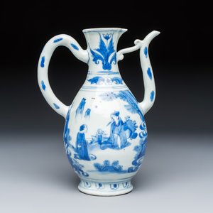 A Chinese blue and white 'Zhi Ri Gao Sheng 指日高升' ewer — 照片 3