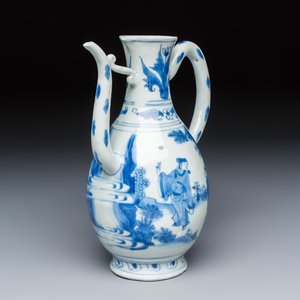 A Chinese blue and white 'Zhi Ri Gao Sheng 指日高升' ewer — 照片 4
