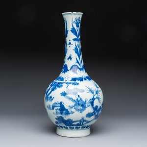A Chinese blue and white 'Zhu Lin Qi Xian 竹林七賢' bottle vase — photo 1