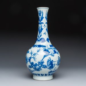 A Chinese blue and white 'Zhu Lin Qi Xian 竹林七賢' bottle vase — photo 2