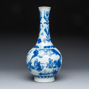 A Chinese blue and white 'Zhu Lin Qi Xian 竹林七賢' bottle vase — photo 3
