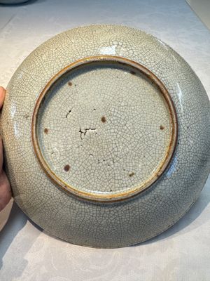 A Chinese blue-glazed shallow bowl and a ge-type dish — photo 8