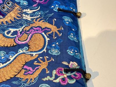A Chinese blue-ground embroidered silk 'Dragon' robe, 'Ji Fu' 吉服, 19th C. — 照片 21