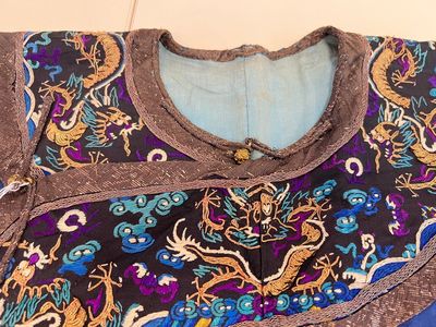 A Chinese blue-ground embroidered silk 'Dragon' robe, 'Ji Fu' 吉服, 19th C. — 照片 4