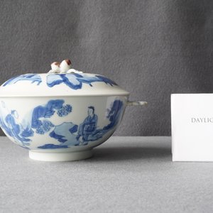 A Chinese blue, white and copper red bowl and cover, Chenghua mark, Kangxi — photo 8