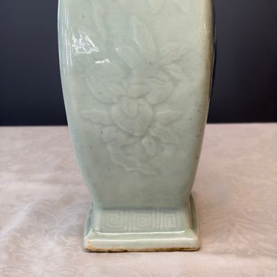 A Chinese blue, white and copper-red celadon-ground 'Hu' vase with birds among blossoming branches — photo 9
