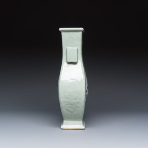 A Chinese blue, white and copper-red celadon-ground 'Hu' vase with birds among blossoming branches — photo 3