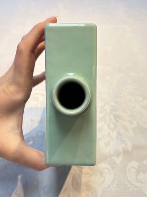 A Chinese blue, white and copper-red celadon-ground tea caddy with floral and bamboo design, Qianlong mark and of the period — photo 5