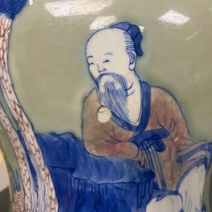 A Chinese blue, white and copper-red celadon-ground vase, Kangxi — 照片 19
