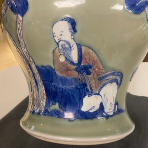 A Chinese blue, white and copper-red celadon-ground vase, Kangxi — 照片 30