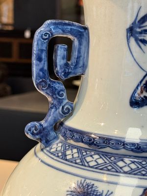 A Chinese blue, white and copper-red 'deer and pine tree' vase, Qianlong — photo 16
