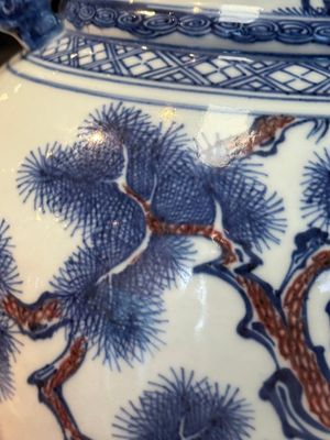 A Chinese blue, white and copper-red 'deer and pine tree' vase, Qianlong — photo 17