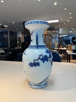 A Chinese blue, white and copper-red 'deer and pine tree' vase, Qianlong — photo 2
