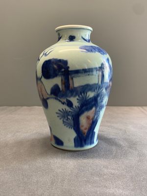 A Chinese blue, white and copper-red 'kylin and phoenix' vase, 19th C. — photo 2