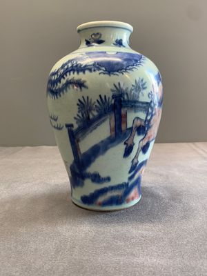 A Chinese blue, white and copper-red 'kylin and phoenix' vase, 19th C. — photo 4