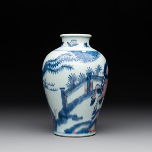 A Chinese blue, white and copper-red 'kylin and phoenix' vase, 19th C. — photo 4