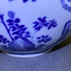 A Chinese blue, white and copper-red 'peaches' bottle vase with inscription, Kangxi — photo 19