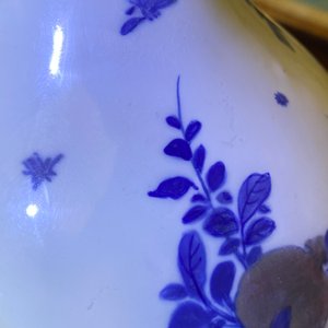 A Chinese blue, white and copper-red 'peaches' bottle vase with inscription, Kangxi — photo 25