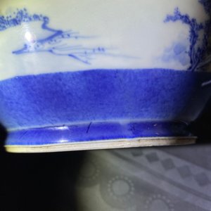 A Chinese blue, white and copper red powder blue-ground bowl, Jiajing mark, Kangxi — 照片 11