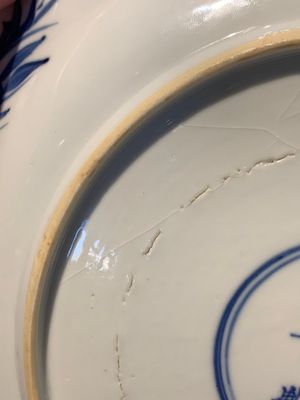 A Chinese blue, white and copper-red powder-blue-ground 'fish' dish, Kangxi — photo 12
