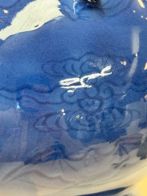 A Chinese blue, white and copper-red powder-blue-ground 'hu' vase, Qianlong — photo 12