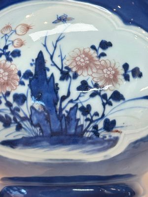 A Chinese blue, white and copper-red powder-blue-ground 'hu' vase, Qianlong — photo 15