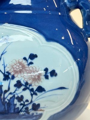 A Chinese blue, white and copper-red powder-blue-ground 'hu' vase, Qianlong — photo 16