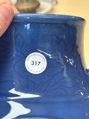 A Chinese blue, white and copper-red powder-blue-ground 'hu' vase, Qianlong — photo 19