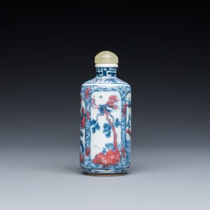 A Chinese blue, white and copper-red snuff bottle, 19th C. — 照片 3