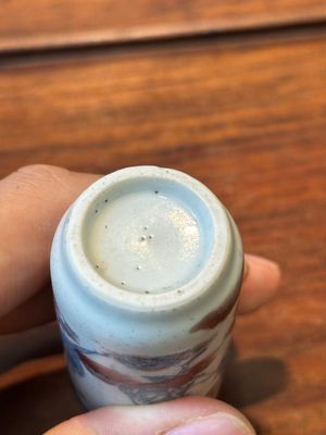A Chinese blue, white and copper-red snuff bottle with inscription, 19th C. — photo 10