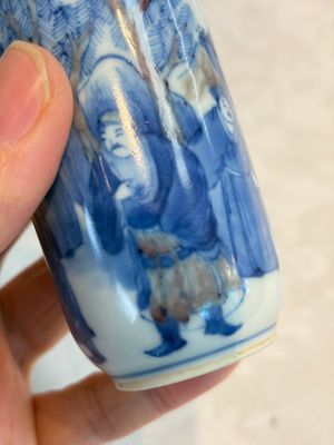 A Chinese blue, white and copper-red snuff bottle with narrative design, 19th C. — photo 7