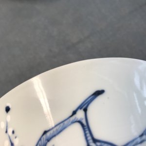 A Chinese blue, white and red on celadon ground 'prunus' bowl, Kangxi — photo 11