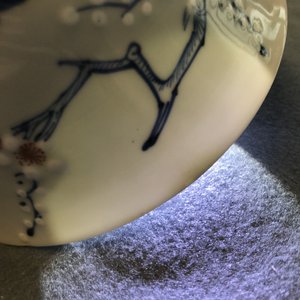 A Chinese blue, white and red on celadon ground 'prunus' bowl, Kangxi — photo 8