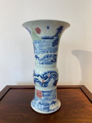 A Chinese blue, white, celadon and copper-red 'yenyen' vase, Kangxi mark, Qing — photo 2