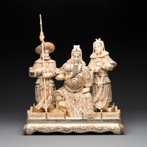A Chinese bone-veneered group of Guandi and his attendents, 20th C. — photo 2