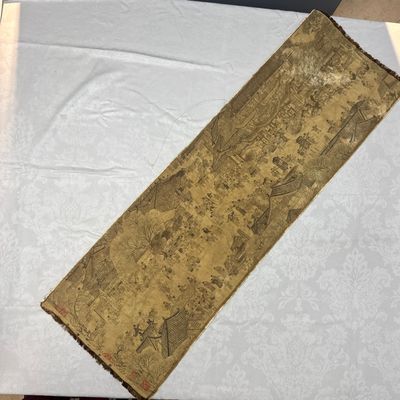 A Chinese brocade 'Qing Ming Shang He Tu 清明上河圖' panel — photo 1