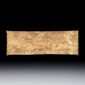 A Chinese brocade 'Qing Ming Shang He Tu 清明上河圖' panel — photo 1