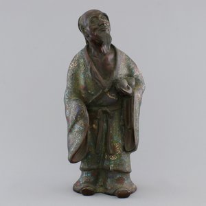 A Chinese bronze and cloisonne figure of an immortal, 18/19th C. — photo 1