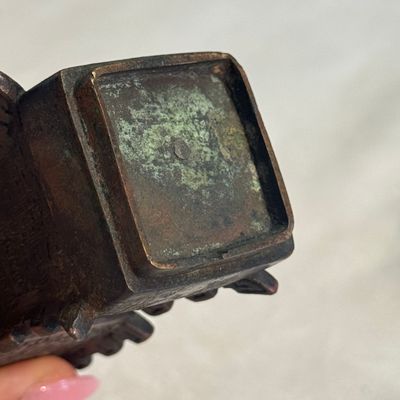 A Chinese bronze archaistic fang zun on a later wooden stand — photo 13