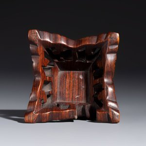 A Chinese bronze archaistic fang zun on a later wooden stand — photo 16