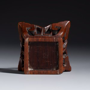 A Chinese bronze archaistic fang zun on a later wooden stand — photo 17