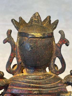 A Chinese bronze Bodhisattva on stand, Yongle mark, dated 1422 — photo 13