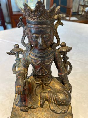 A Chinese bronze Bodhisattva on stand, Yongle mark, dated 1422 — photo 5