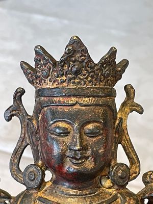 A Chinese bronze Bodhisattva on stand, Yongle mark, dated 1422 — photo 7