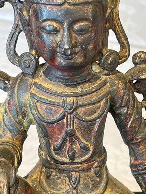 A Chinese bronze Bodhisattva on stand, Yongle mark, dated 1422 — photo 8
