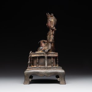 A Chinese bronze Bodhisattva on stand, Yongle mark, dated 1422 — photo 2